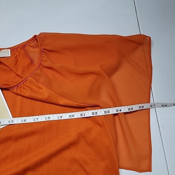 MICHAEL Michael Kors Orange Flutter Sleeve Top Womens PM Petite Med NWT Flawed - Picture 13 of 14